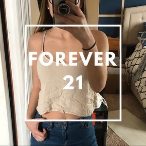 Forever 21 Cream Cross Back Crop Top